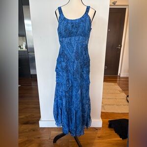 Jones New York Royal Blue Paisley Tiered Maxi Dress